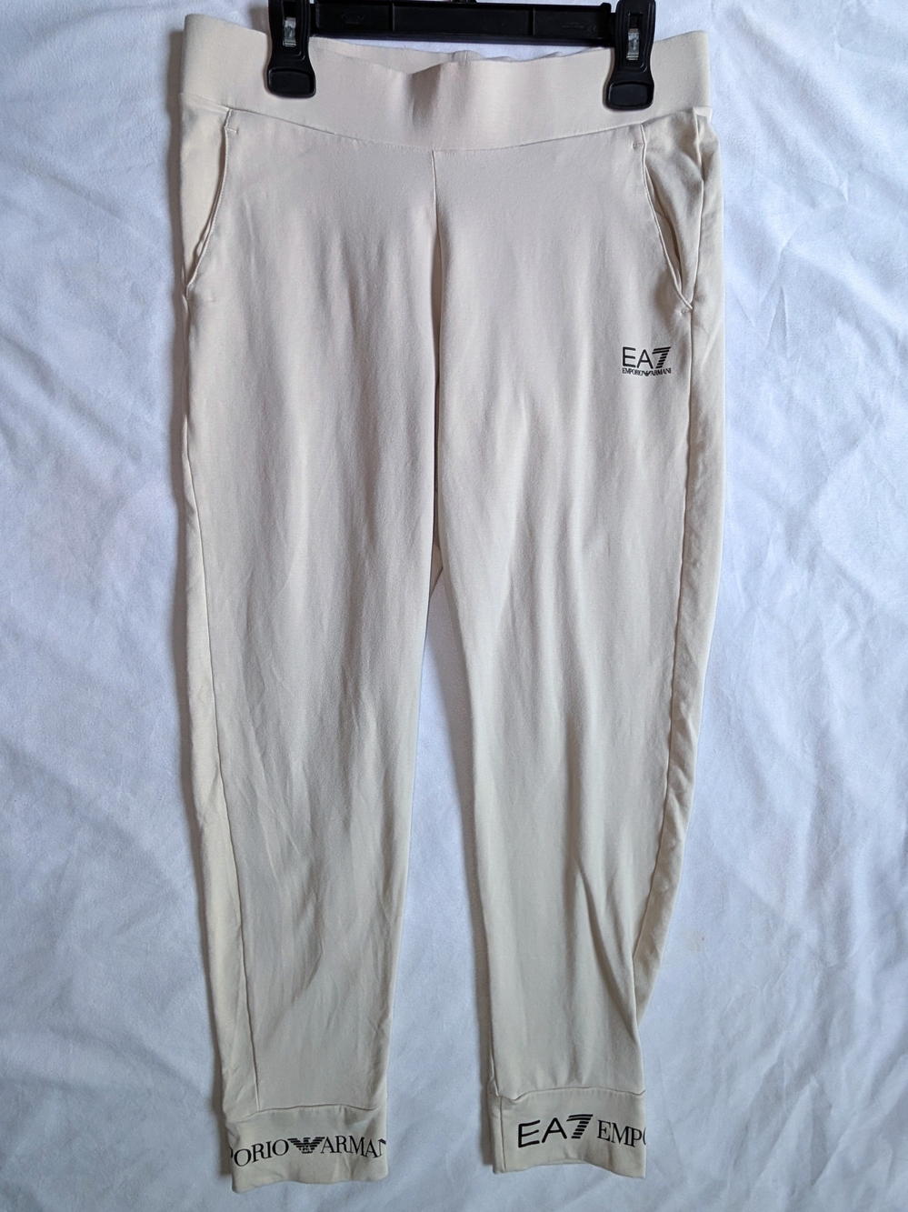EA7 Emporio Armani Cream Logo Jogger Sweatpants XL